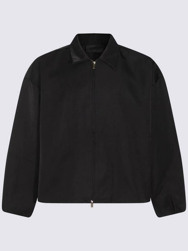 Essential Back Logo Textured Nylon Trucker Jacket Black - FEAR OF GOD ESSENTIALS - BALAAN 1