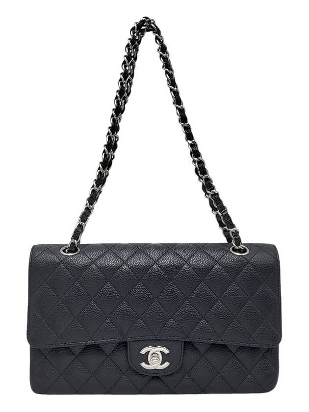 A01112 Caviar Black Classic Medium Silver Chain Shoulder Bag - CHANEL - BALAAN 5