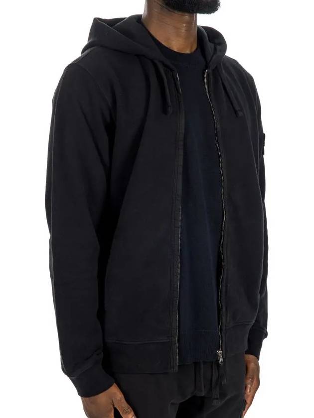 Logo Cotton Zip-Up Hoodie Black - STONE ISLAND - BALAAN 4