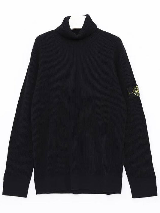 Men's Logo Patch Turtleneck Navy - STONE ISLAND - BALAAN 2