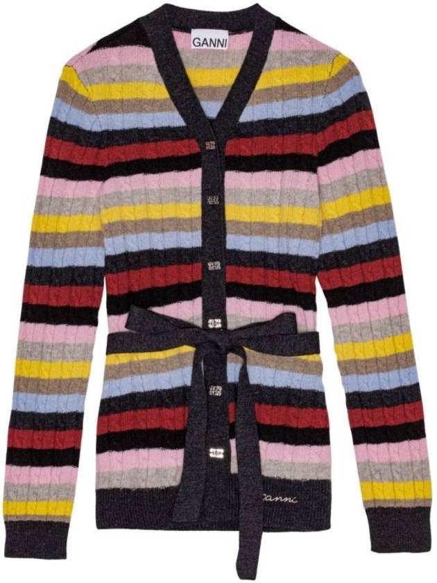 Stripe Belt Cardigan - GANNI - BALAAN 2