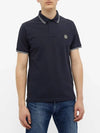 Men's Two Line Wappen Patch Cotton Short Sleeve Polo Shirt Navy - STONE ISLAND - BALAAN 3