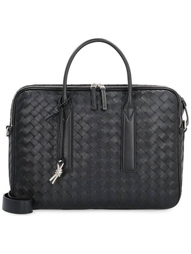 Getaway Leather Brief Case Black - BOTTEGA VENETA - BALAAN 1