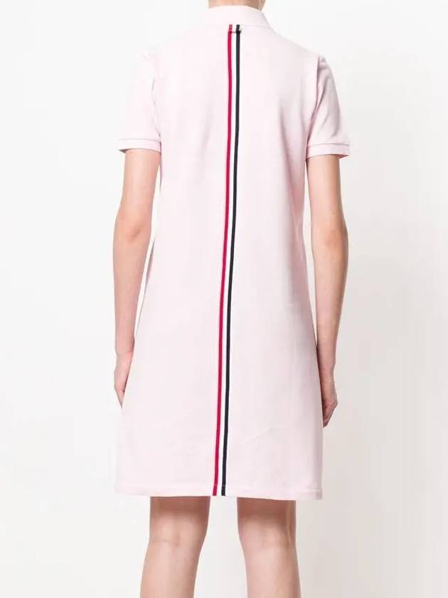 Classic Cotton Pique Center Back Stripe A-Line Short Sleeve Polo Shirt Short Dress Pink - THOM BROWNE - BALAAN 5