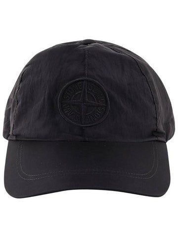 Wrinkle Nylon Metal 6 Panel Ball Cap Black - STONE ISLAND - BALAAN.