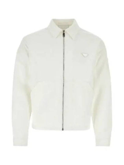 Triangle Logo Bull Denim Zip Up Jacket White - PRADA - BALAAN 2