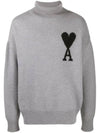 Big Heart Logo Wool Knit Turtleneck Grey - AMI - BALAAN 1