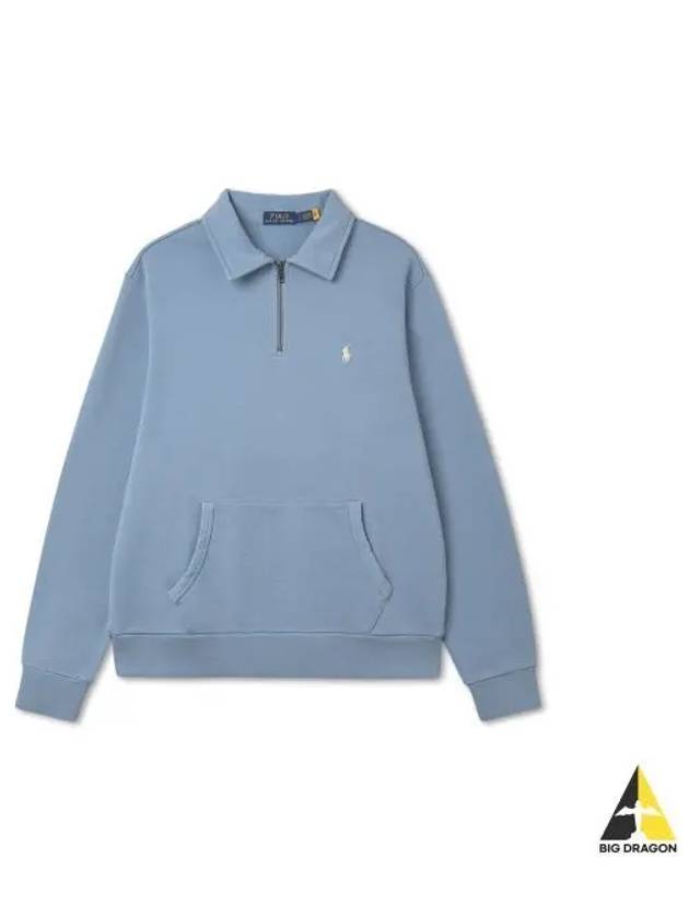 Loopback Fleece Quarter Zip Sweatshirt Blue - POLO RALPH LAUREN - BALAAN 1