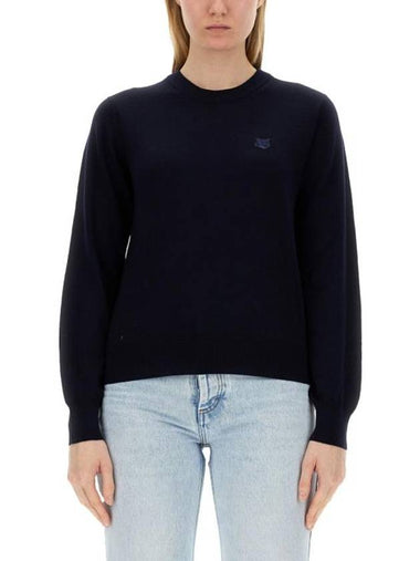 Bold Fox Head Wool Knit Top Ink Blue - MAISON KITSUNE - BALAAN 1