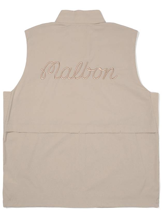 Bucket logo woven vest BEIGE MAN - MALBON GOLF - BALAAN 2