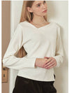 Women's Winning Line Slit Long Sleeve T Shirt Ivory - MICANE - BALAAN 5