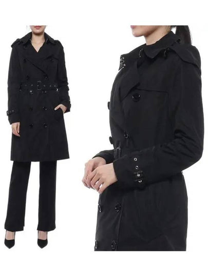 Detachable Hood Teffeta Kensington Trench Coat Black - BURBERRY - BALAAN 2