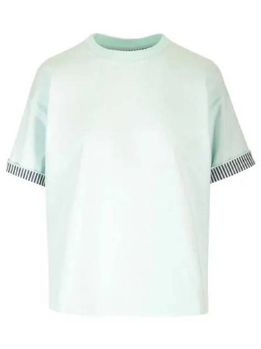 Double Layer Cotton Check Short Sleeve T-Shirt Mint - BOTTEGA VENETA - BALAAN 1