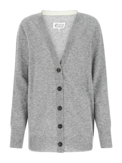 Women's V-neck Knit Wool Cardigan Grey - MAISON MARGIELA - BALAAN 2