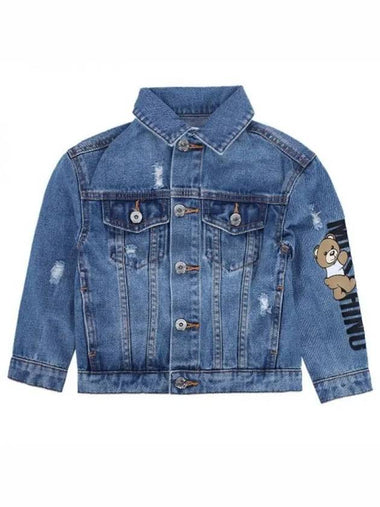 Kids Teddy Logo Denim Jacket Light Blue HUS04J L0E20 40302 4 8Y 1120869 - MOSCHINO - BALAAN 1