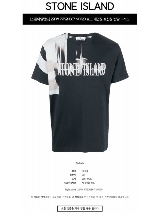 Motion Saturation One Garment Dyed Short Sleeve T-Shirt Navy - STONE ISLAND - BALAAN 3