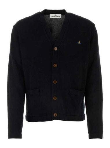 V Neck Cotton Cardigan Black - VIVIENNE WESTWOOD - BALAAN 1