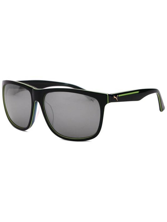 PU0085SK 004 Square Horn Rim Over Asian Fit Mirror Sunglasses - PUMA - BALAAN 1