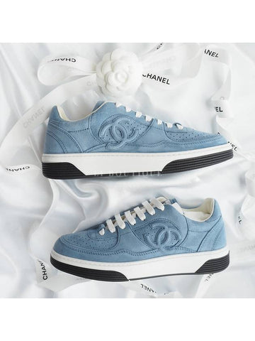 23FW CC Logo Force Sneakers Blue G45079 - CHANEL - BALAAN 1