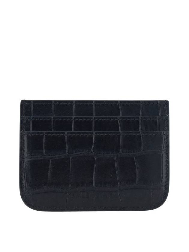 Women's Crocker Pattern Leather Cagole Card Wallet Black - BALENCIAGA - BALAAN 3