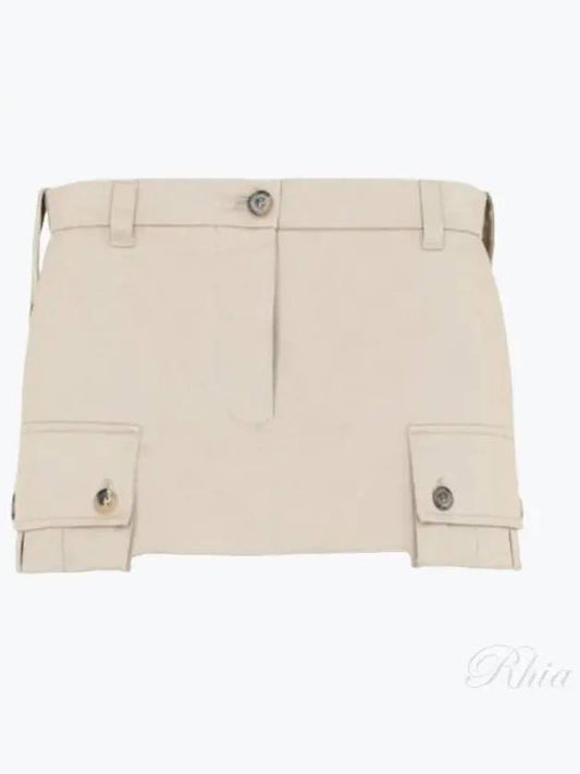 Women's Cargo Pocket Chino Mini A-Line Skirt Beige - MIU MIU - BALAAN 2