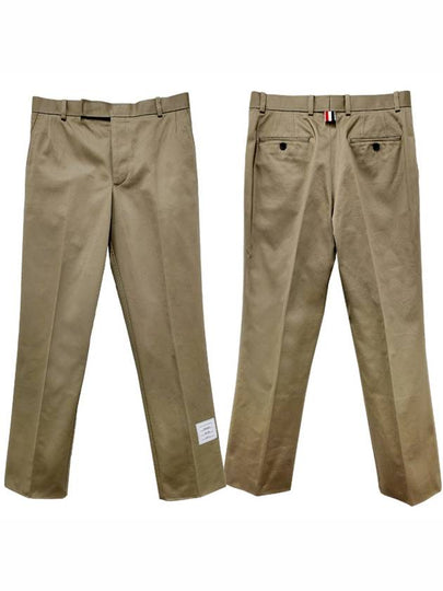 Men's Twill Unconstructed Cotton Straight Pants Beige - THOM BROWNE - BALAAN 2