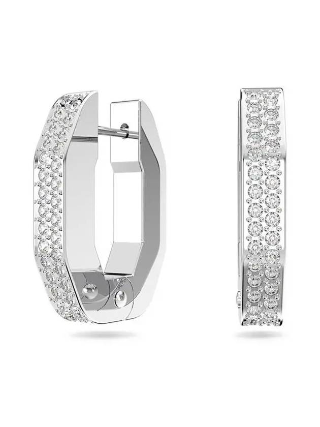 Dextera Octagon Small Hoop Earrings Silver - SWAROVSKI - BALAAN 2