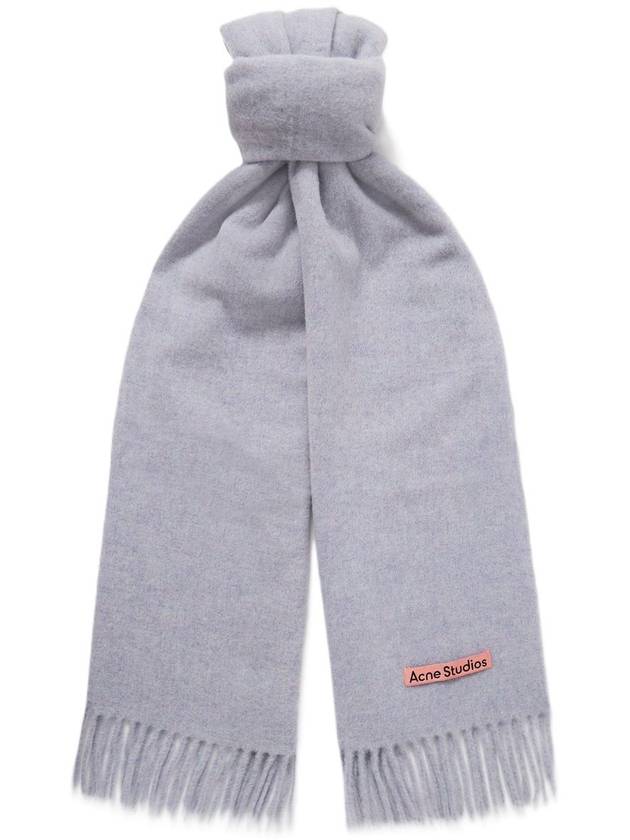 Logo Wool Fringe Muffler Powder Blue Melange - ACNE STUDIOS - BALAAN 2