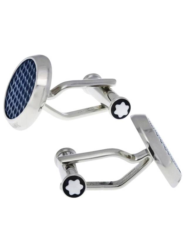 Meisterstuck Cufflinks Silver Blue - MONTBLANC - BALAAN 3