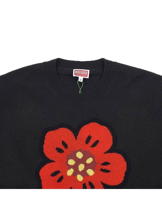 Boke Flower Merino Wool Knit Top Black - KENZO - BALAAN 4