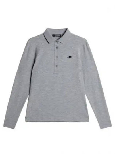 Flor Logo Polo Long Sleeve T-Shirt Medium Grey Melange - J.LINDEBERG - BALAAN 2