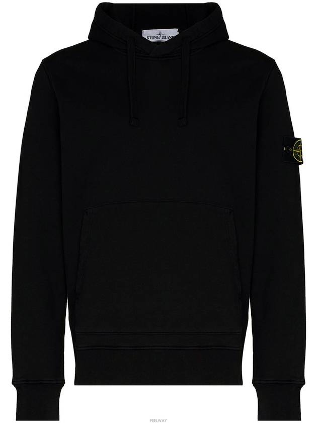 Waffen Patch Cotton Fleece Hoodie Black - STONE ISLAND - BALAAN 3