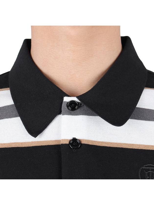 Striped Cotton Short Sleeve Polo Shirt White Black - BURBERRY - BALAAN 6