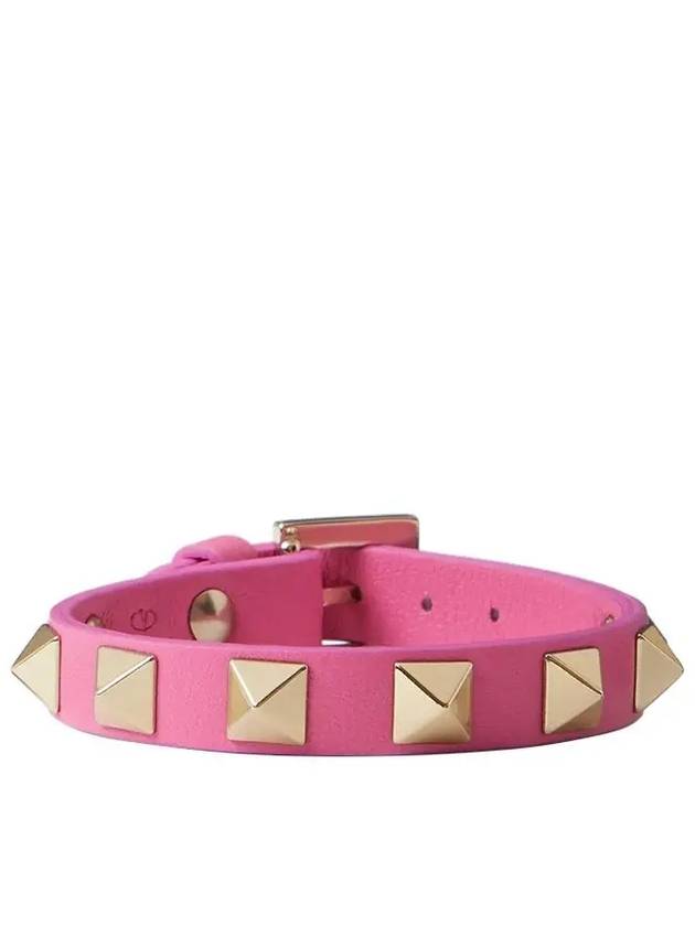 Rockstud Leather Bracelet Pink - VALENTINO - BALAAN 4