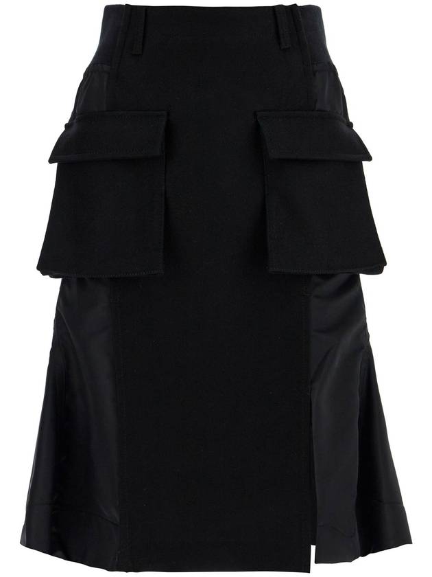 "hybrid nylon and wool skirt" - SACAI - BALAAN 1