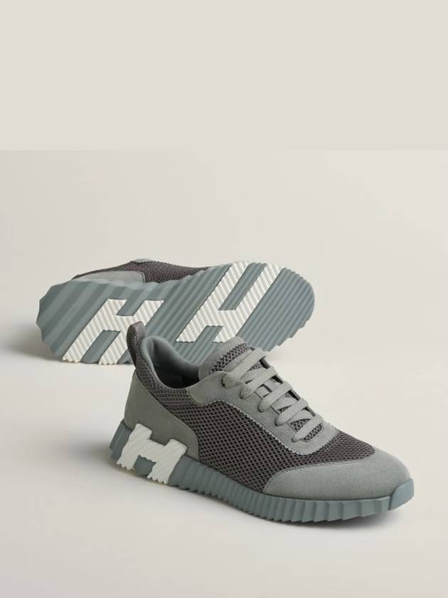 Bouncing Graphic Mesh Suede Low Top Sneakers Gris Brume - HERMES - BALAAN 2