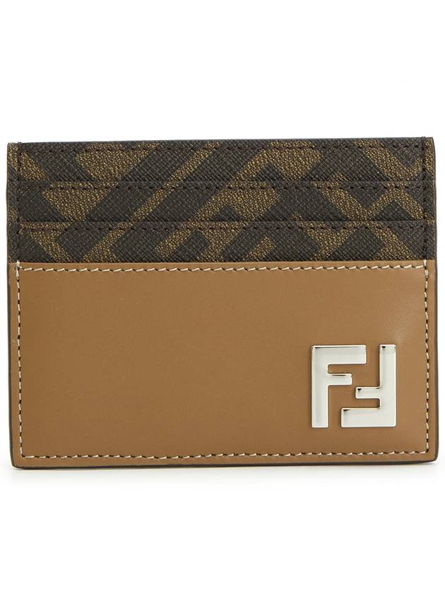 FF square leather card wallet beige - FENDI - BALAAN 2