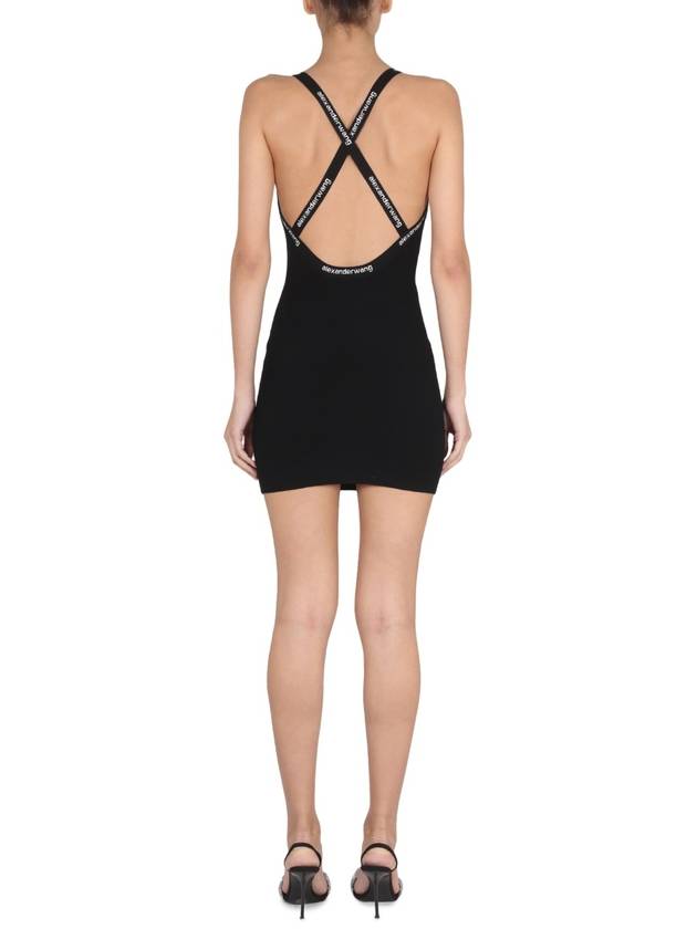 jacquard logo short dress black - ALEXANDER WANG - BALAAN 6