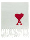 Heart Logo Oversized Wool Fringe Scarf Pale Green - AMI - BALAAN 2