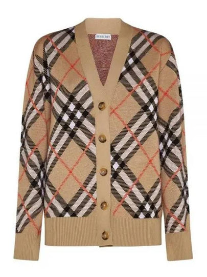 Check Wool Blend Cardigan Beige - BURBERRY - BALAAN 2