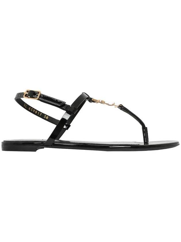 Women's Monogram Cassandra Sandals Black - SAINT LAURENT - BALAAN 1