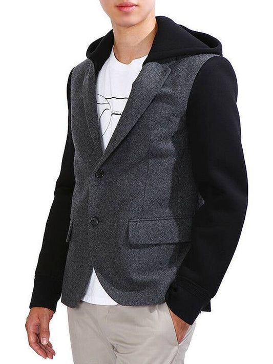 Men's Button Wool Hooded Jacket Gray - NEIL BARRETT - BALAAN 1