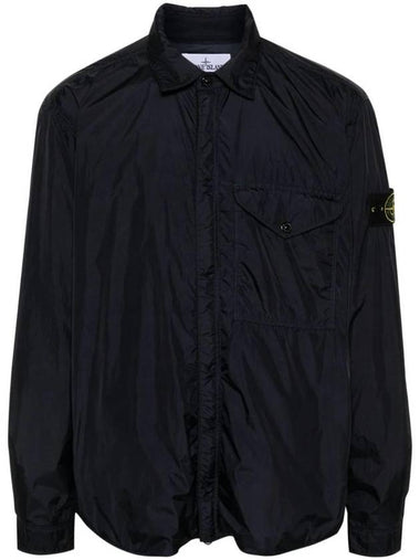 Logo Patch Zip Up Jacket Navy - STONE ISLAND - BALAAN 1