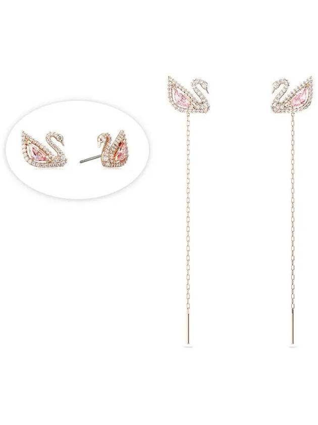 Dazzling Swan Drop Earrings Pink Rose Gold - SWAROVSKI - BALAAN 3