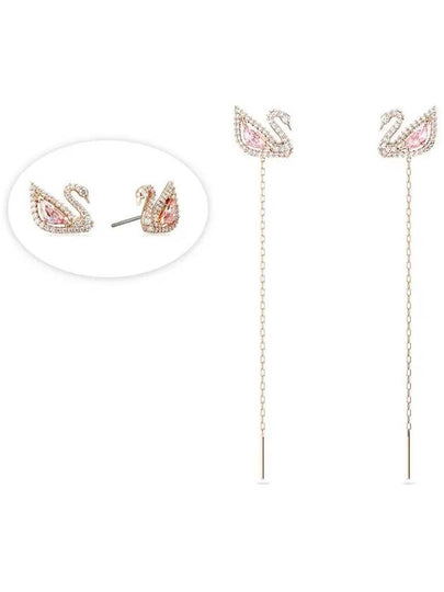 Dazzling Swan Drop Earrings Pink Rose Gold - SWAROVSKI - BALAAN 2