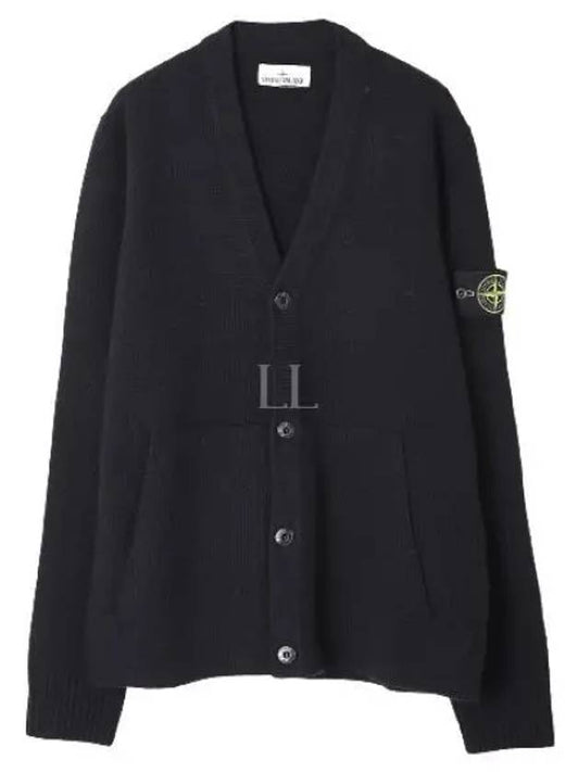 Men's Wappen Patch Button Cardigan Black - STONE ISLAND - BALAAN 2