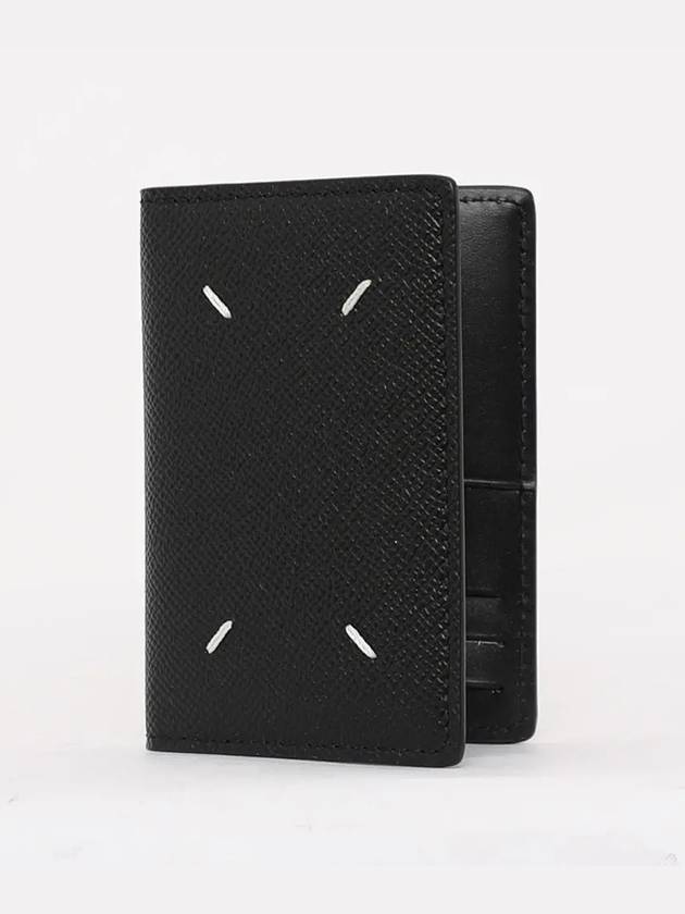 Stitched Bi-Fold Leather Card Wallet Black - MAISON MARGIELA - BALAAN 2