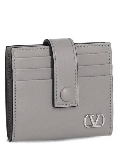 V Logo Card Wallet Grey - VALENTINO - BALAAN 2