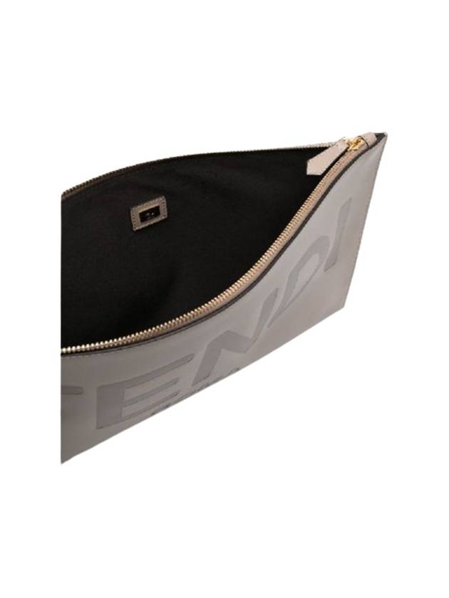 Logo Large Flat Clutch Bag Dove Grey - FENDI - BALAAN 6