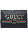 Women s 500984 WEB logo band black leather large clutch bag - GUCCI - BALAAN 1